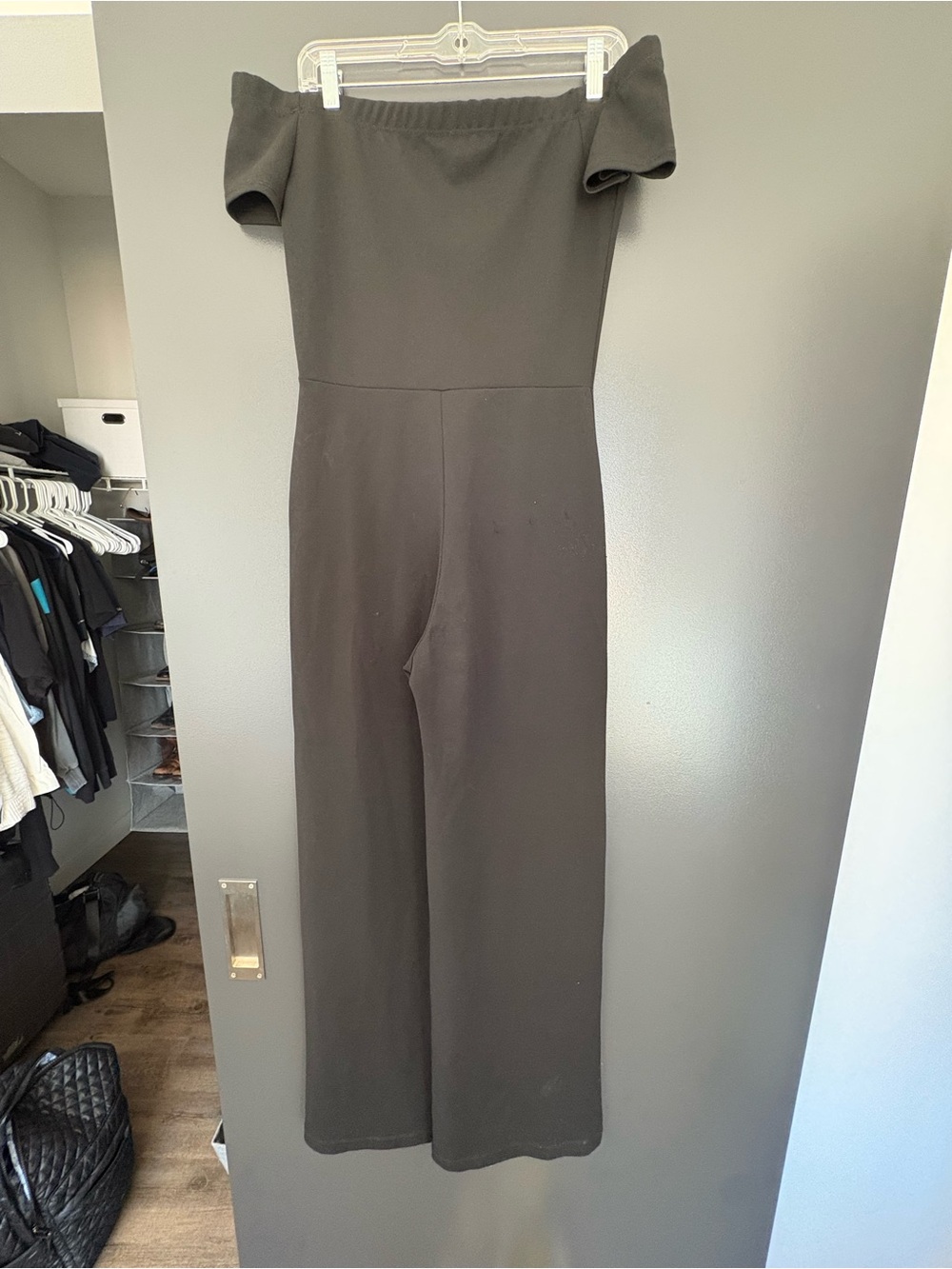 Lulu's Black Off-Shoulder Wide-Leg Jumpsuit